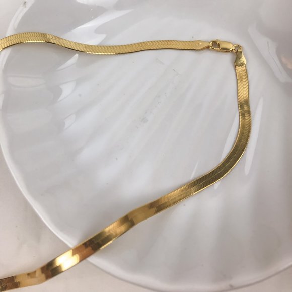 Gold Plated Sterling Silver Herringbone Chain Made in Italy – 4.45mm - Picture 5 of 5